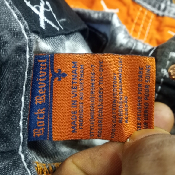 ROCK REVIVAL Algodon Straight Shorts  Mens Size 34 Gray & White  Acid Wash - Picture 6 of 14